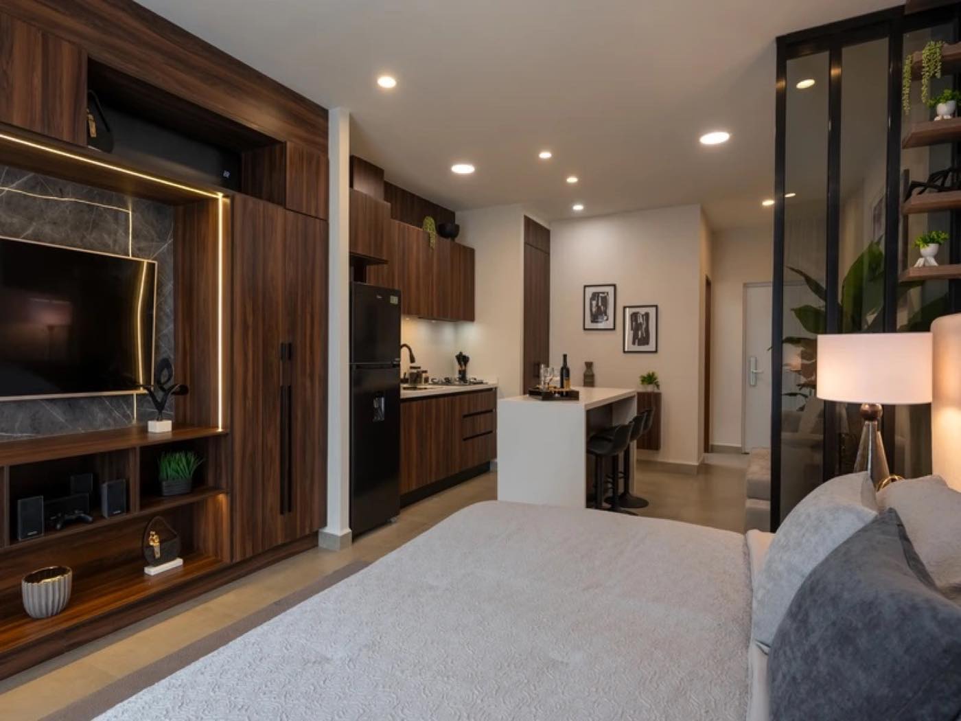 Recámara con cocina del modelo loft