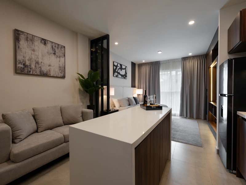 Sala con cocina modelo loft