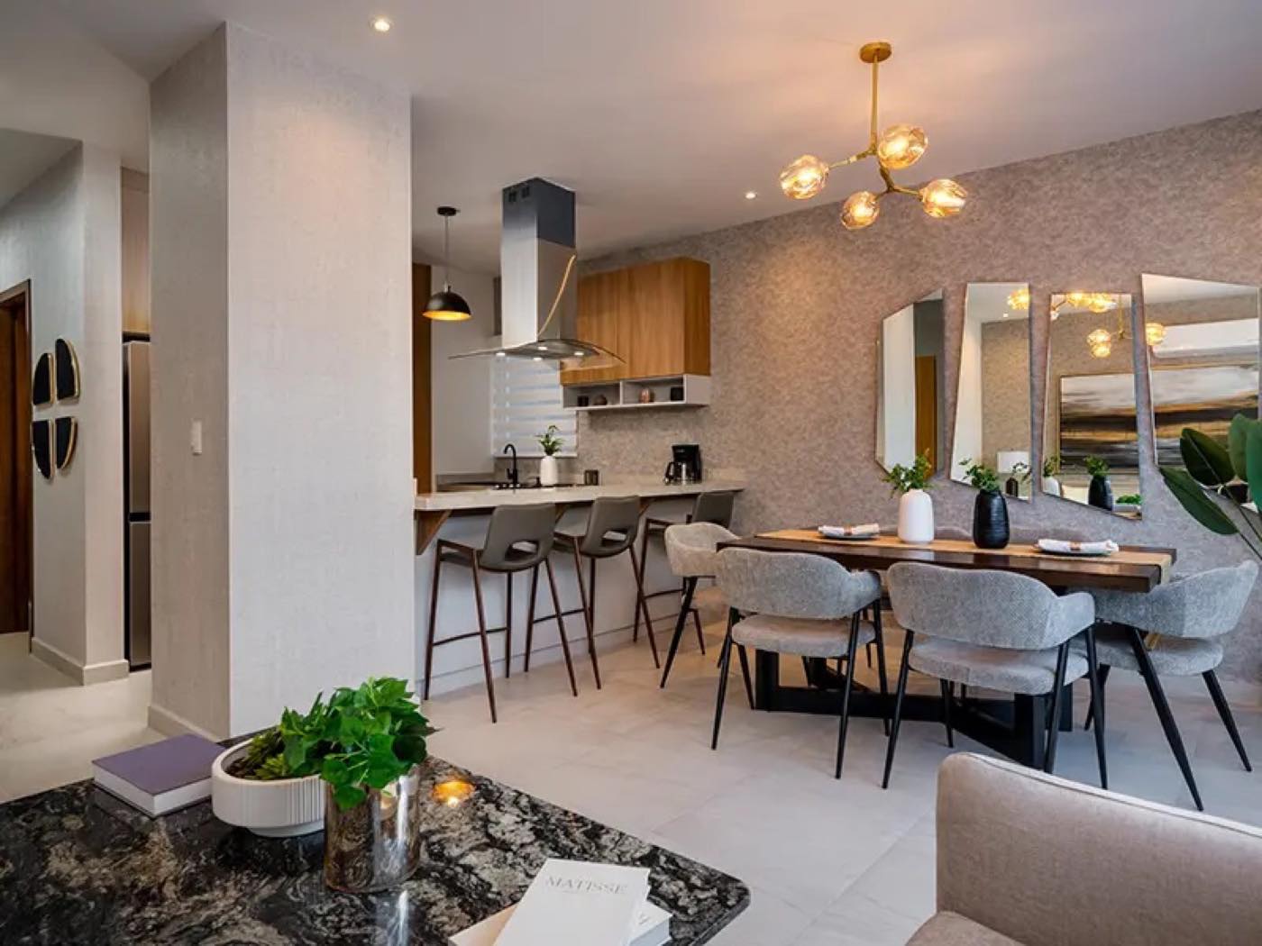 Sala con Comedor y cocina en el modelo Aura Elite 2N