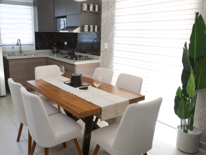 Comedor y cocina del modelo Milán