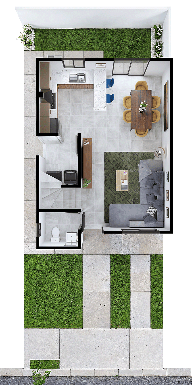 Planta baja del modelo Bellini