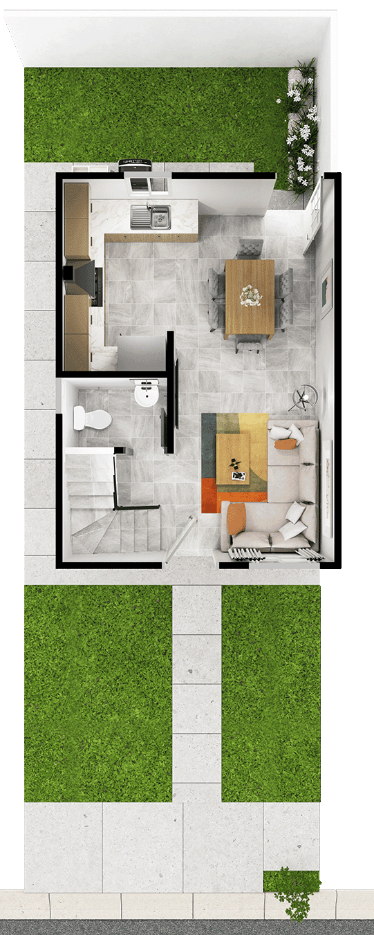 Planta baja del modelo Lirio