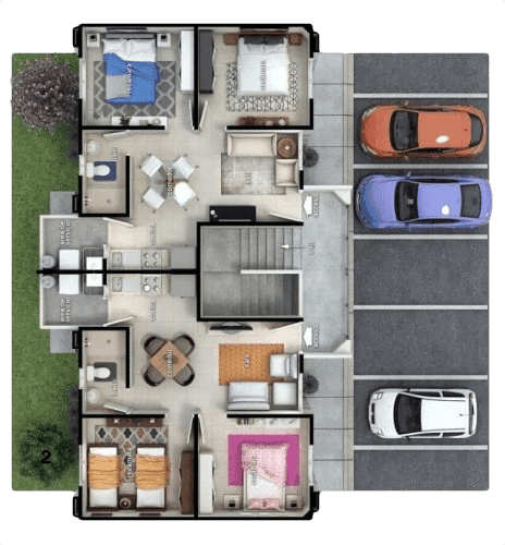 Planta baja del modelo Departamento Itzé