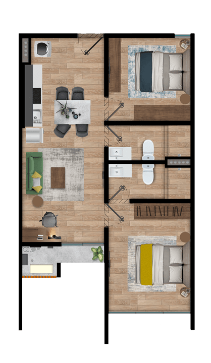 Planta baja del modelo Departamento D