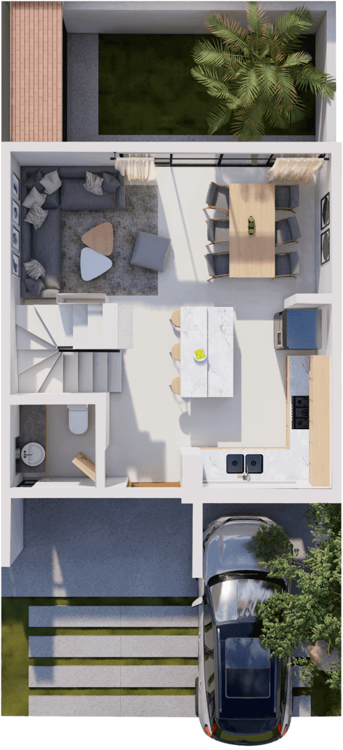 Planta baja del modelo Padua