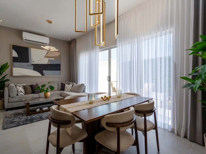 Sala con comedor del modelo aura elite Premier en fraccionamiento Xandora